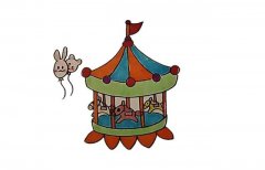 一步步教你学画旋转木马简笔画教程