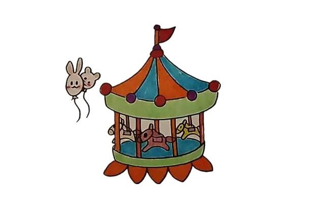 旋转木马简笔画
