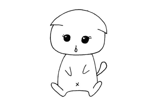 折耳猫简笔画图片