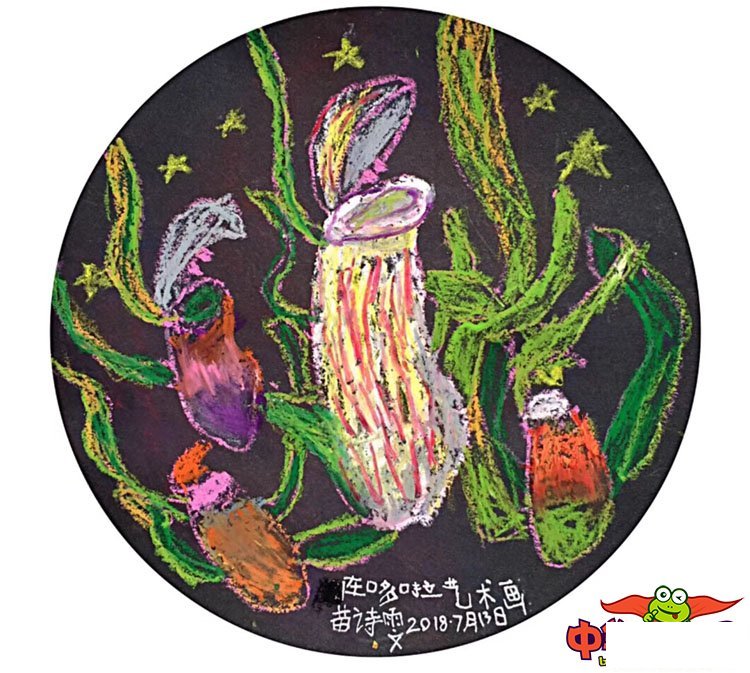 漂亮的植物儿童画作品图片,神奇捕手猪笼草