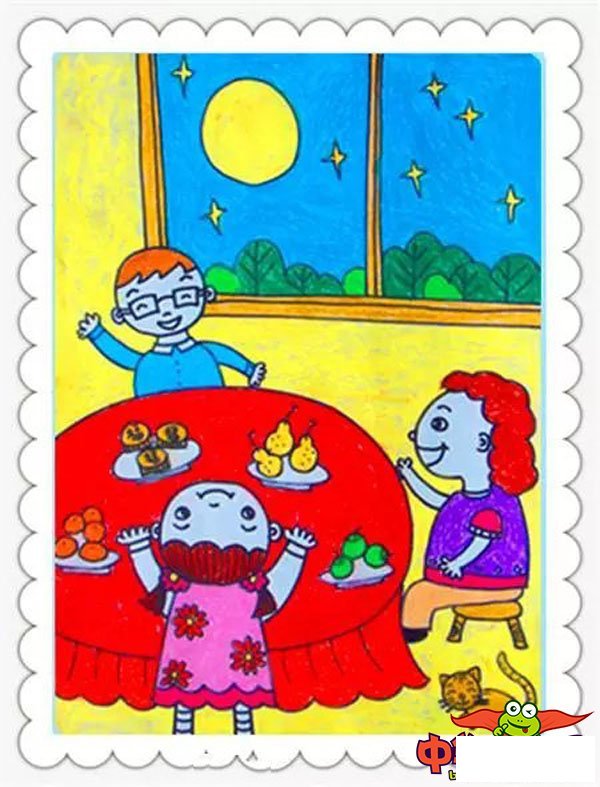 漂亮的中秋节儿童画大全,中秋节的画简单又漂亮