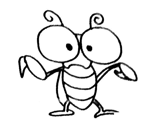 卡通螳螂简笔画步骤4