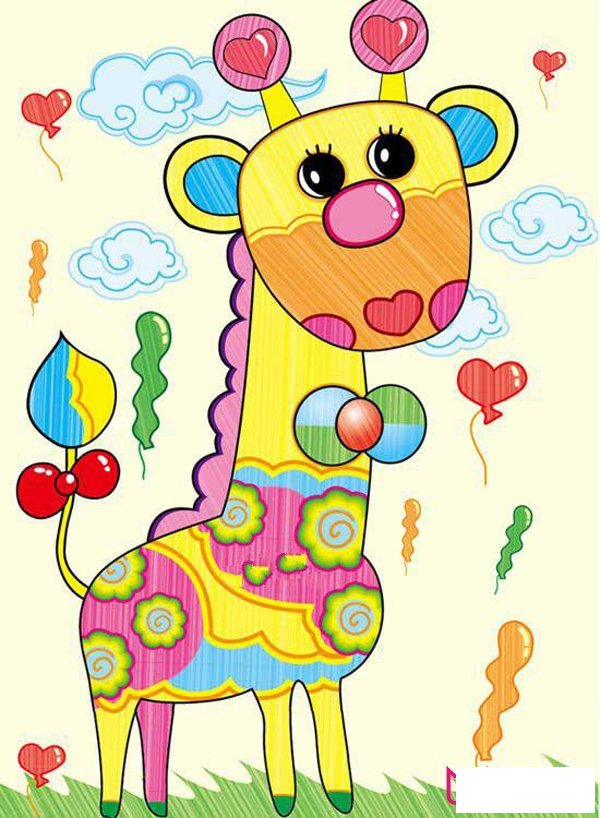 漂亮的儿童画作品，长颈鹿