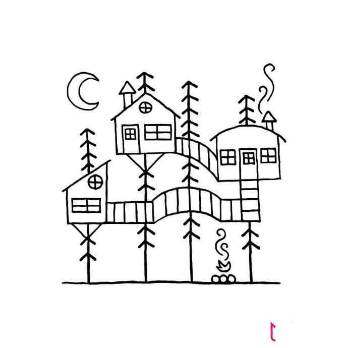 简约的风景简笔画图片，一路的风景