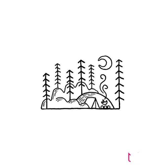 简约的风景简笔画图片，一路的风景