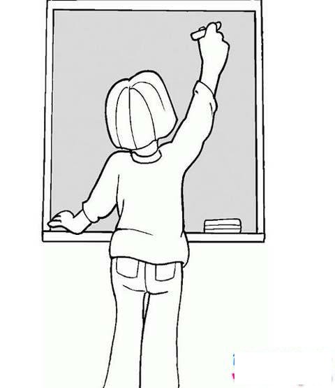 小学生教师节简笔画图片:老师的背影