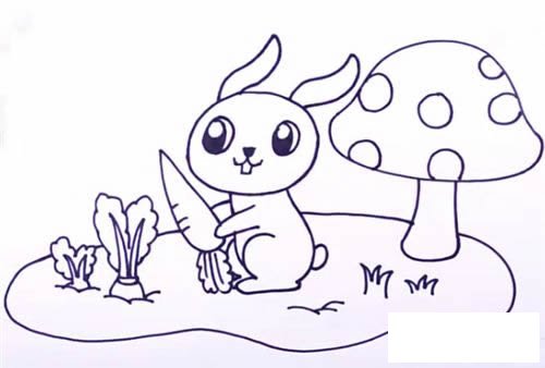 偷萝卜的兔子简笔画步骤教程