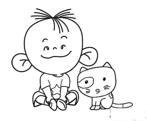 大耳朵图图和小猫简笔画图片大全