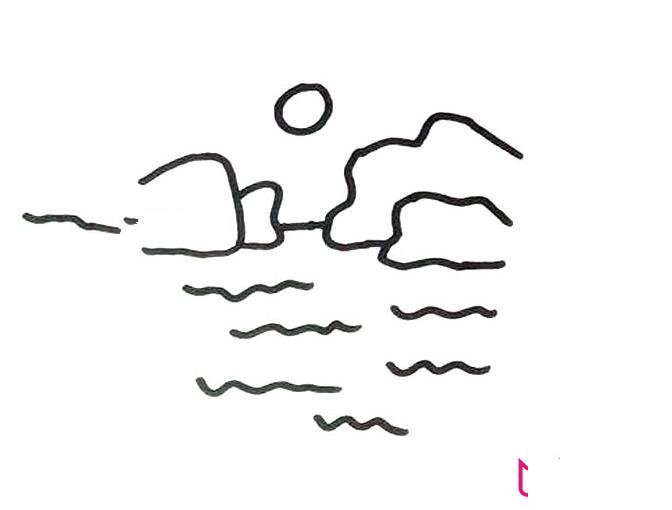 海上风景简笔画图片,好看的大海简笔画