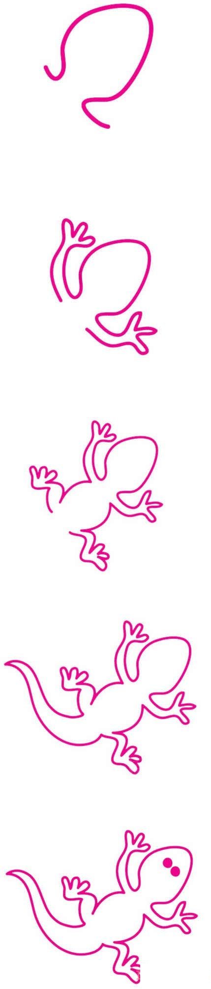 一步一步教你画小壁虎简笔画怎么画好看