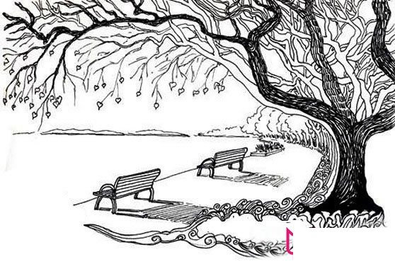 漂亮的风景简笔画图片，公园游玩简笔画
