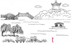 漂亮的风景简笔画图片，公园游玩简笔画