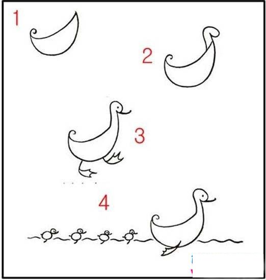 手绘小鸭子简笔画画法