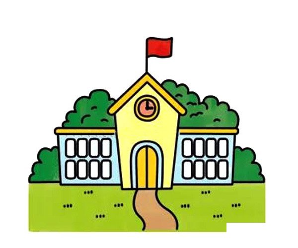 漂亮的学校简笔画