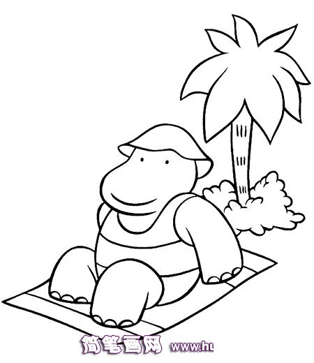 大象晒太阳的简笔画2