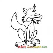 蹲着的大灰狼│简笔画5