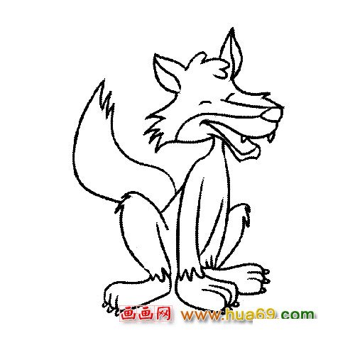 蹲着的大灰狼│简笔画5
