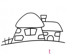 好看的风景简笔画图片，可爱的石头房子