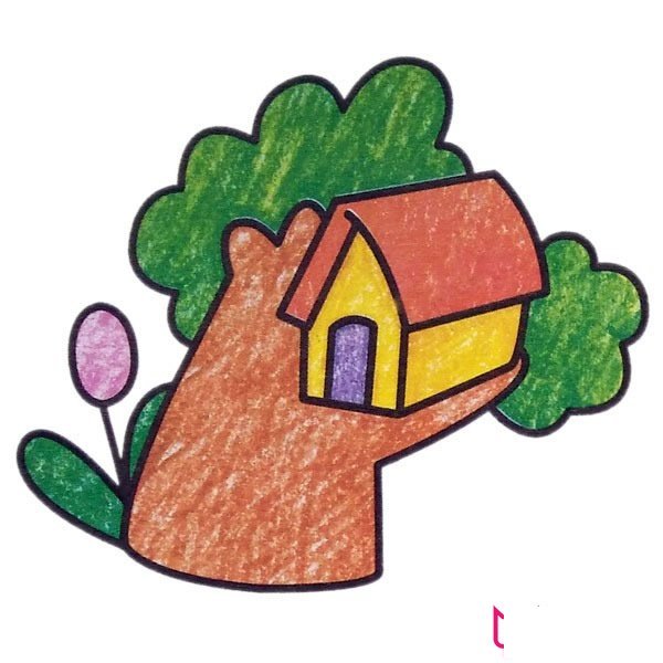 漂亮的风景简笔画，树屋简笔画