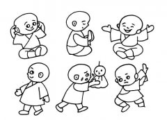 聪明一休人物简笔画步骤图片大全