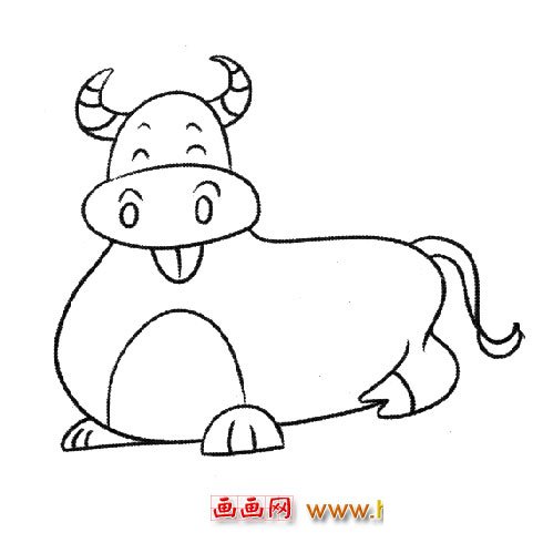 趴在地上的牛（儿童简笔画）