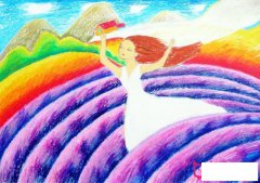 超美儿童画图片，花海起舞