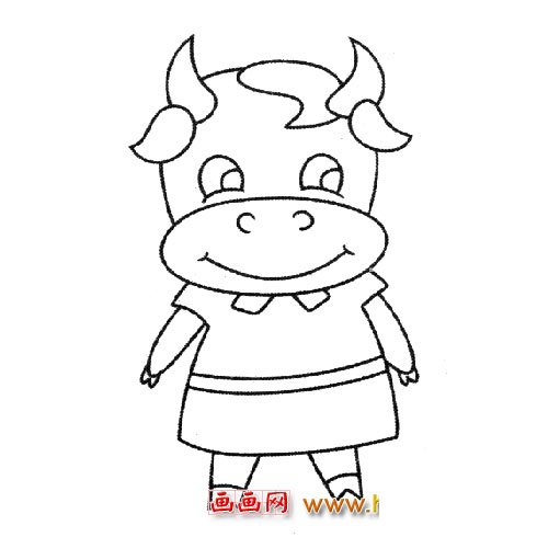 漂亮的小牛（儿童简笔画）