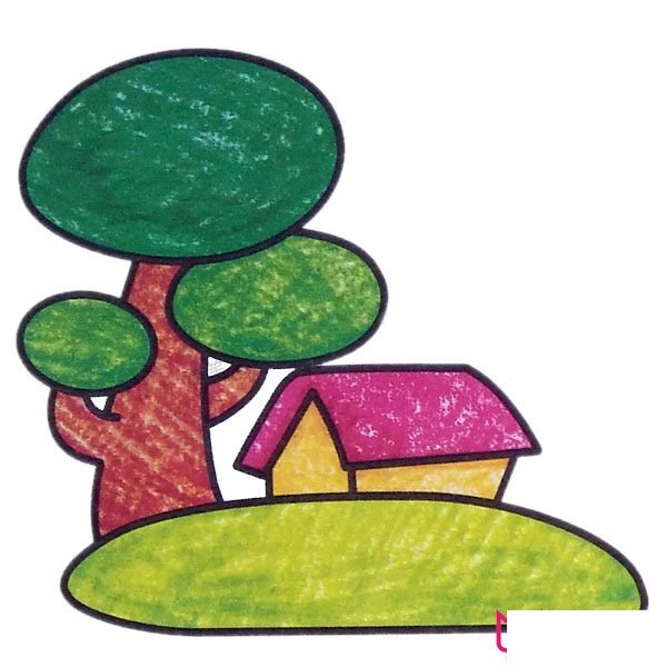 简单的风景简笔画图片，林中小屋简笔画