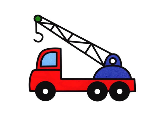 带颜色的吊车简笔画图片 吊车的简单画法