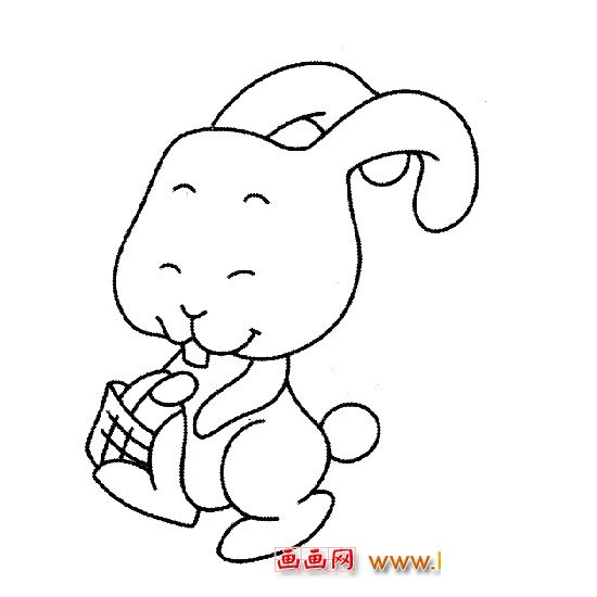 简笔画：提着篮子的小白兔