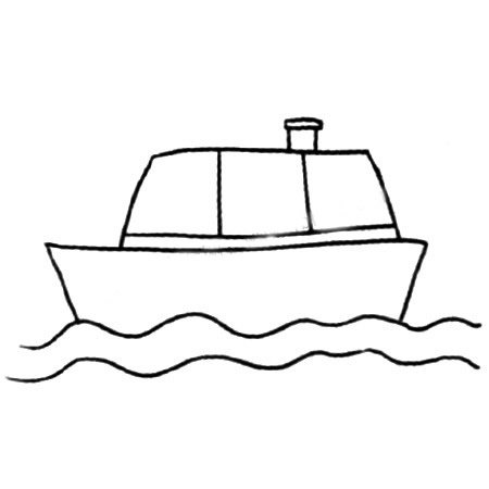 2.在船下面加上波浪线就可以看出它是在水面上了。