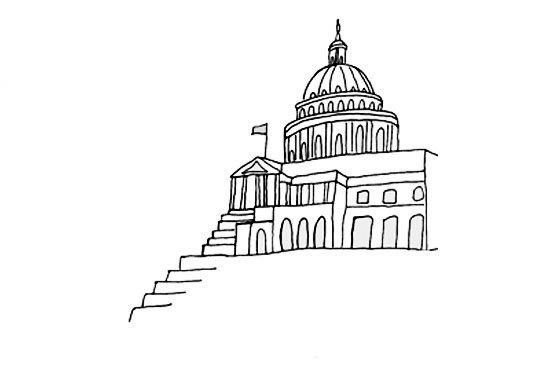 美国白宫简笔画