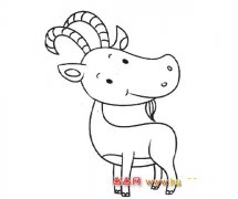 弯角的小山羊_动物简笔画