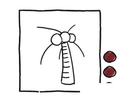 四步画出椰子树简笔画图片 彩色椰子树简笔画图片大全