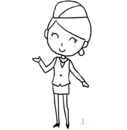 漂亮空姐的画法步骤图简单 空姐简笔画图片