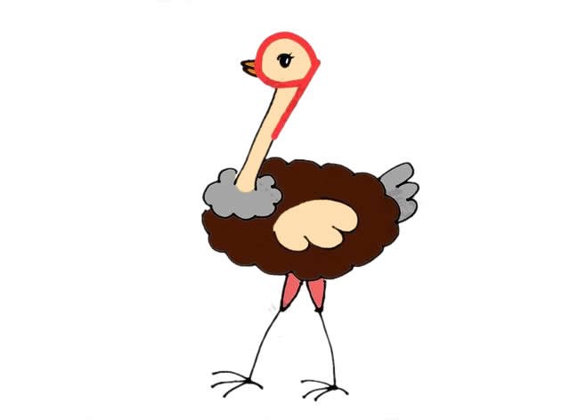 用数字9画可爱的鸵鸟简笔画