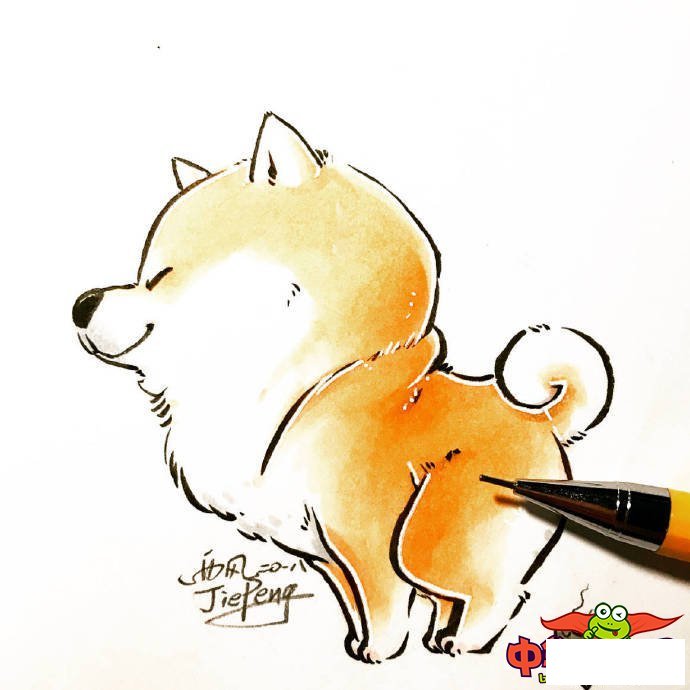 小狗简笔画图片大全,可爱q版柴犬简笔画图片