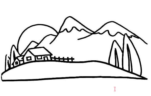 一座山脉怎么画简笔画简单漂亮