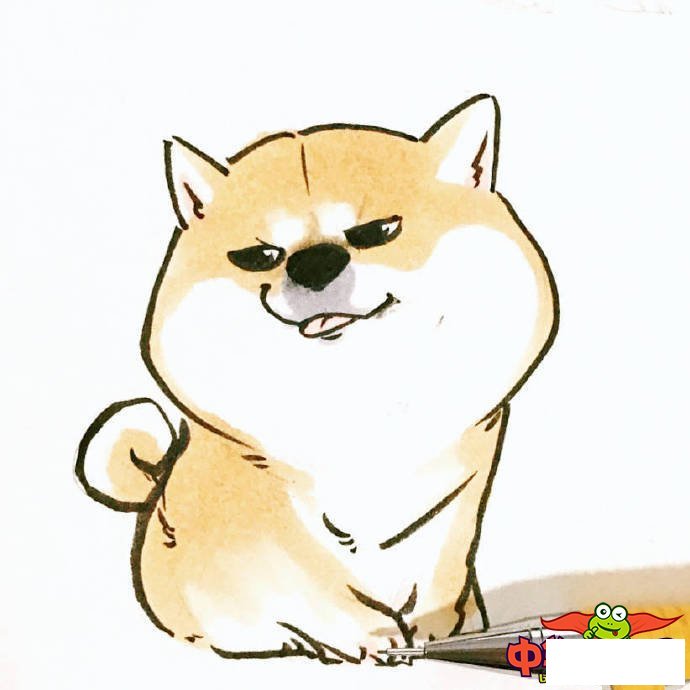 小狗简笔画图片大全,可爱q版柴犬简笔画图片
