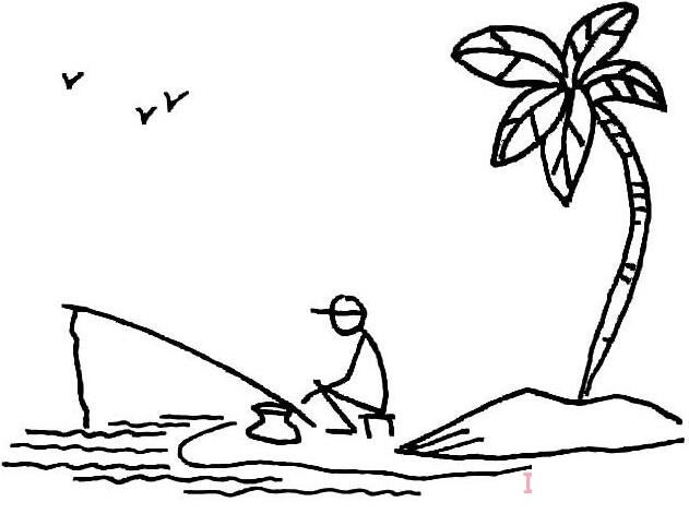 海边垂钓风景怎么画简笔画简单好看