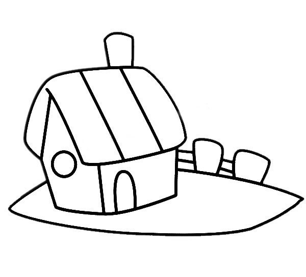 木屋围栏简笔画图片