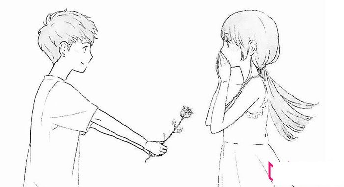 浪漫情人节简笔画，送花简笔画