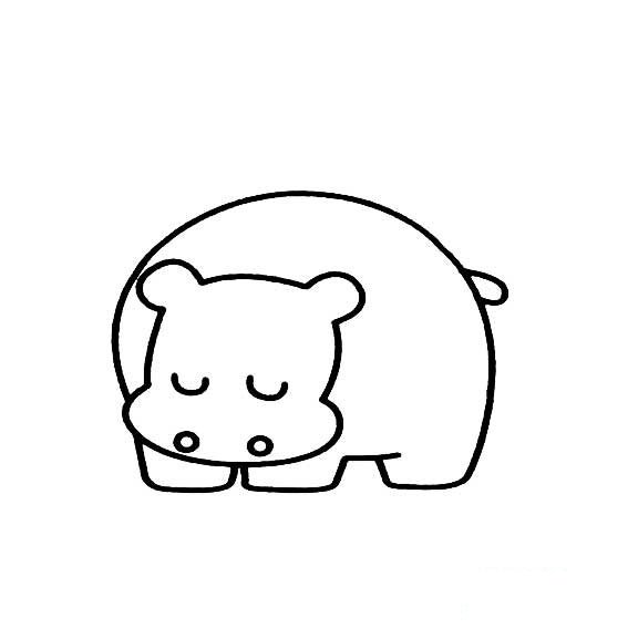 河马在休息的画法