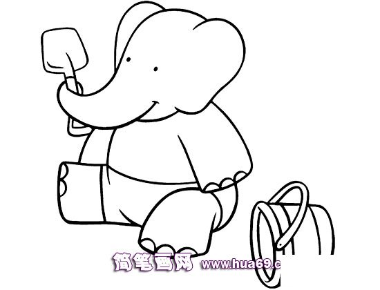 大象玩沙子的简笔画