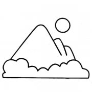 高山风景简笔画彩色图片