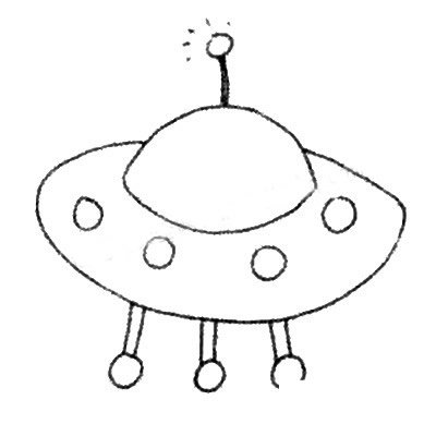 外星飞碟简笔画的画法步骤教程