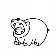 河马张大嘴巴的简单画法