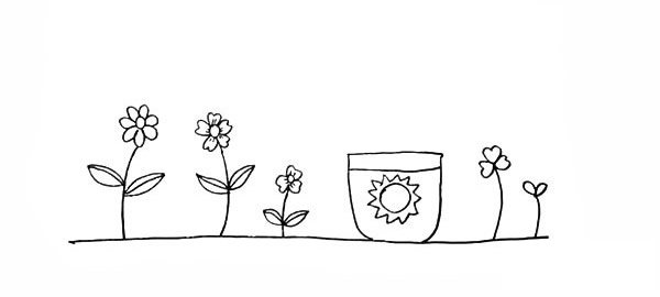 盆栽向日葵的简笔画