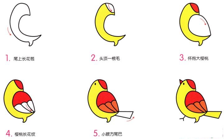 简笔画小黄雀的具体步骤图示