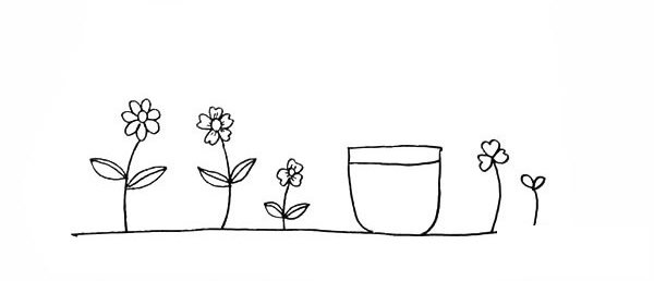 盆栽向日葵的简笔画